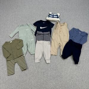 Baby Boy Clothing Bundle 3 Months Nike Neutral Basics Romper Tops Pants 11 Piece